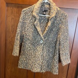 Carole Little Cozy Tan and Cream Teddy Sweater/ Jacket